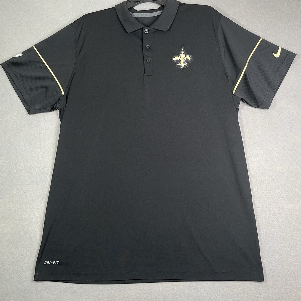 Nike Dri-Fit NFL New Orleans Saints Polo Shirt Men's XL Black Golf Activewear